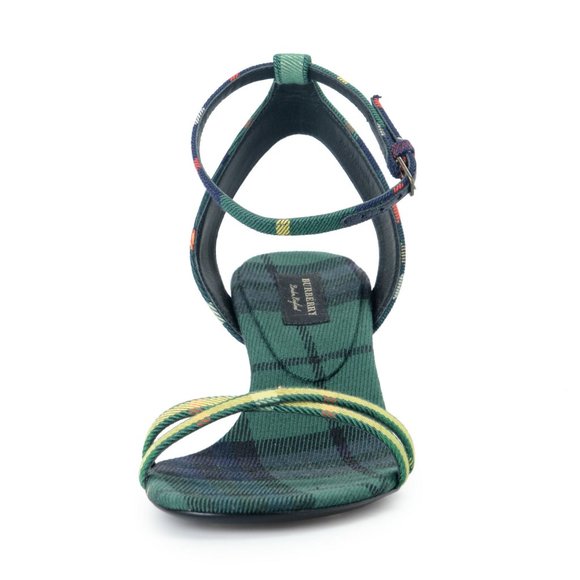 BURBERRY London Womens Canvas Check Heeled Sandals - Picture 5 of 7